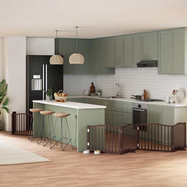 vidaXL Cancello Cani Porta Pieghevole Marrone 8 Pannelli 640cm Pioppo