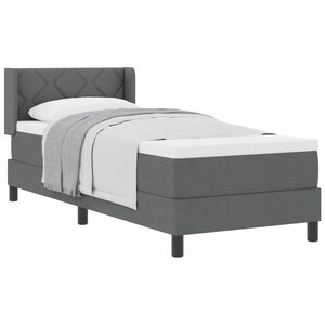 vidaXL Letto a molle con testiera Grigio scuro 200 x 80 cm Tessuto