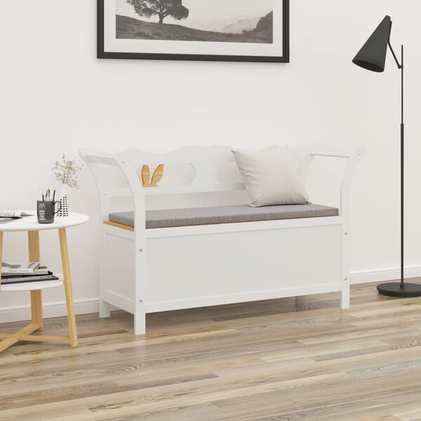 vidaXL Panca Bianca 107x45x75,5 cm Legno Massello di Abete