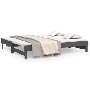 vidaXL Dormeuse Estraibile Grigia 2x(100x200)cm Legno Massello di Pino