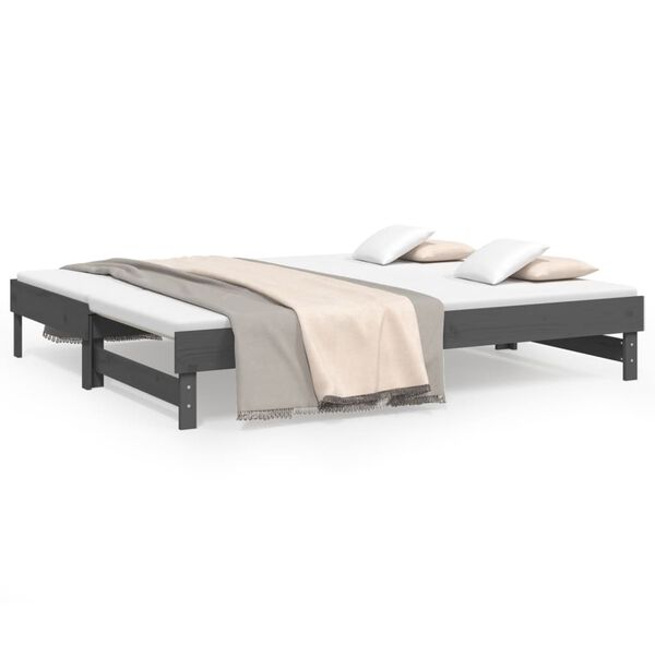 vidaXL Dormeuse Estraibile Grigia 2x(100x200)cm Legno Massello di Pino