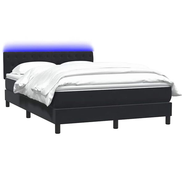 vidaXL Letto a Molle con Materasso e LED Nero 160x210 cm in Velluto