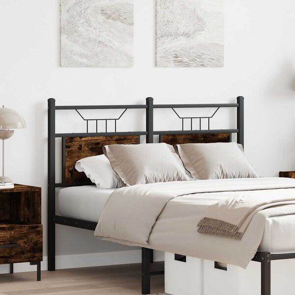 vidaXL Testiera di Ricambio Rovere Fumo 120 cm in Legno Multistrato e Acciaio