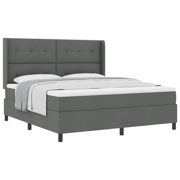 vidaXL Letto a molle con materasso Grigio scuro 180 x 200 cm Tessuto