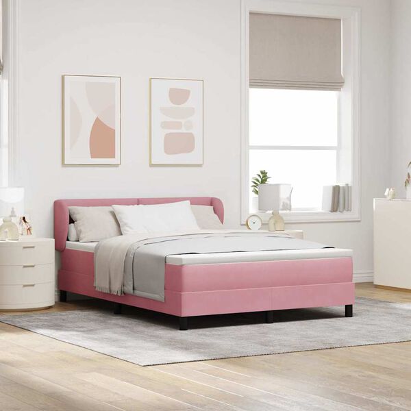 vidaXL Letto a molle con materasso Rosa 140 x 200 cm Velluto