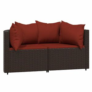 vidaXL Divani Angolari da Giardino con Cuscini 2pz Polyrattan Marrone