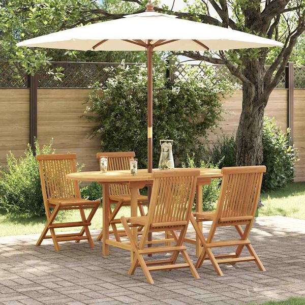 vidaXL Set da Pranzo per Giardino 5 pcs Marrone Legno massello di teak