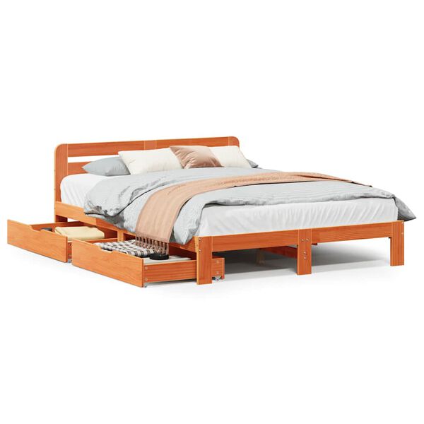 vidaXL Letto senza Materasso Marrone Cera 140x190 cm in Legno di Pino