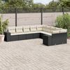 vidaXL Set Divani da Giardino 10pz con Cuscini in Polyrattan Nero