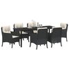 vidaXL Set da Pranzo per Giardino con cuscino 7 pcs Nero polyrattan