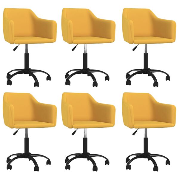 vidaXL Sedie da Pranzo Girevoli 6 pz in Velluto Giallo