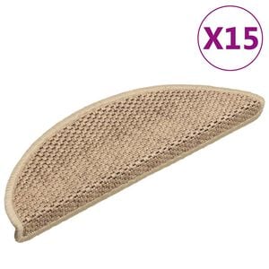 vidaXL Tappeti Autoadesivi Scale Aspetto Sisal 15 pz 56x17x3 cm Sabbia