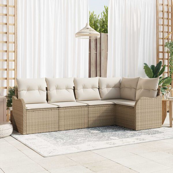 vidaXL Set Divano da Giardino Beige polyrattan