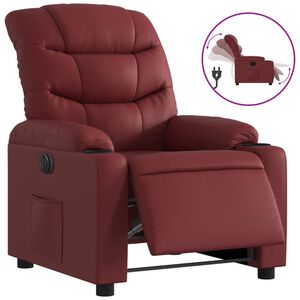 vidaXL Poltrona Reclinabile Elettrica Rosso Vino in Similpelle