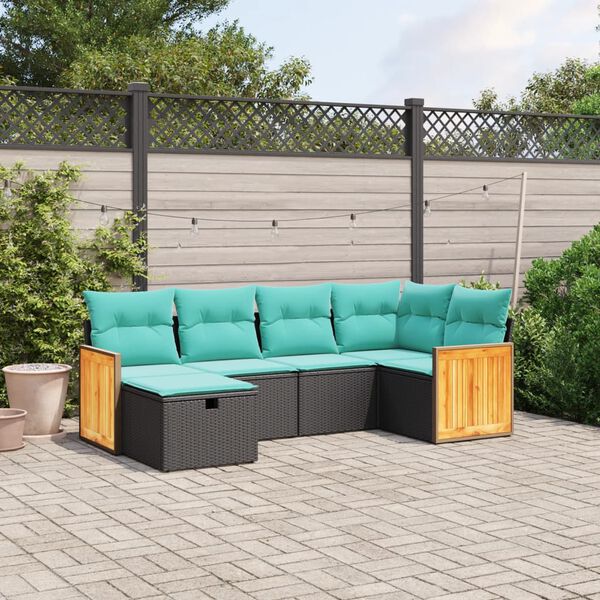 vidaXL Set Divani da Giardino 7 pz con Cuscini Grigio in Polyrattan