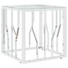 vidaXL Tavolino da Salotto Argento 50x50x50 cm in Acciaio Inox e Vetro