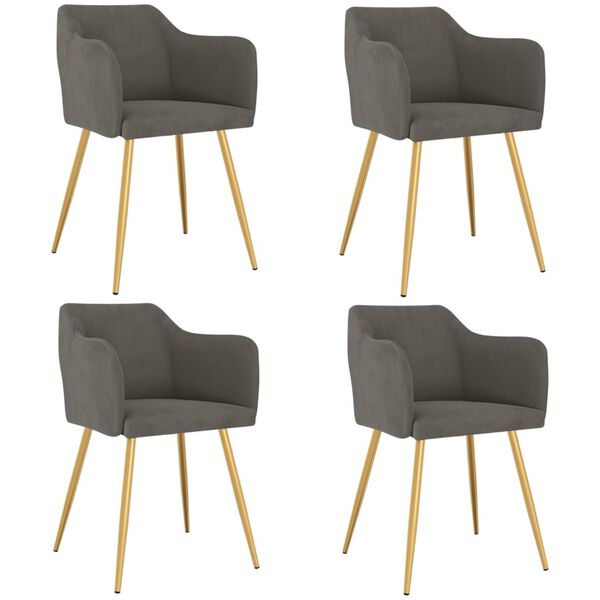 vidaXL Sedie da Pranzo 4 pz Grigio Scuro in Velluto