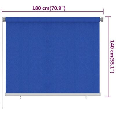 vidaXL Tenda a Rullo per Esterni 180x140 cm Blu HDPE