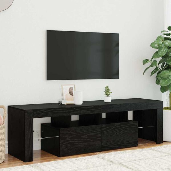 vidaXL Mobile Porta TV con LED Rovere Nero 140x36,5x40 cm Truciolato