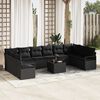 vidaXL Set di divani con cuscino 11 pcs Nero polyrattan