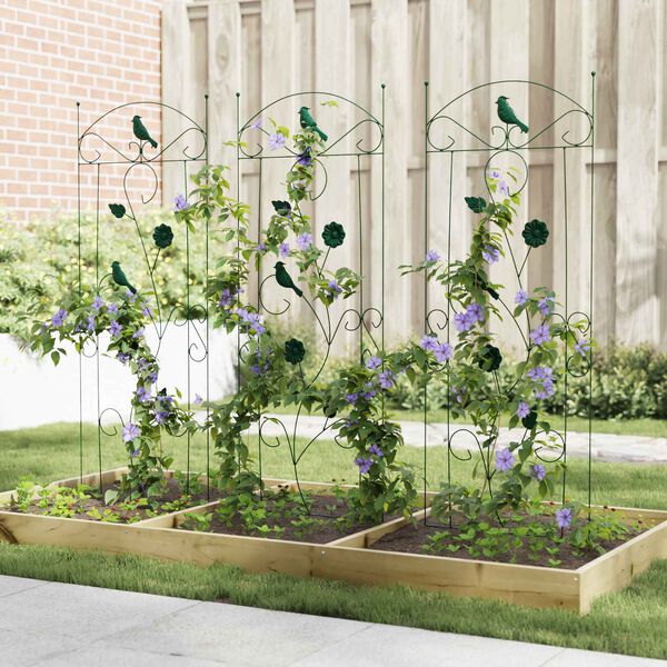 vidaXL Recinzione per Giardino 3 pcs Verde 112 x 40 cm Acciaio