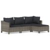 vidaXL Set Divani da Giardino 4 pz con Cuscini in Polyrattan Grigio