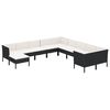 vidaXL Set Divani da Giardino 11 pz con Cuscini in Polyrattan Nero
