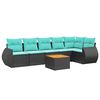 vidaXL Set Divani da Giardino 7 pz con Cuscini Nero in Polyrattan