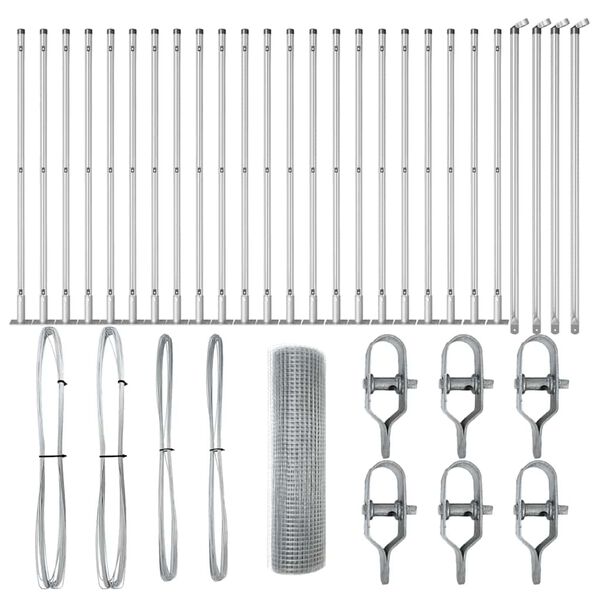 vidaXL Palo della recinzione Argento 50 x 0,5 m (rete da 16 x 16 mm)