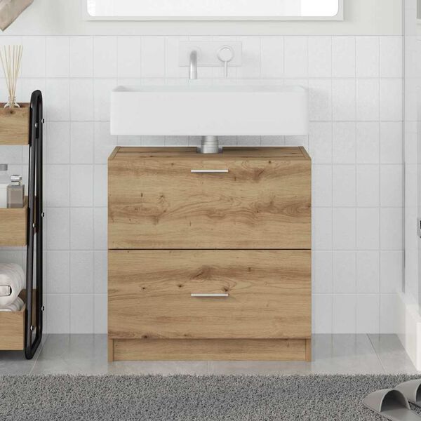 vidaXL Mobile da Bagno con cassetto Rovere artigianale 59 x 37 x 59 cm