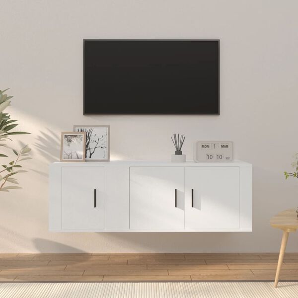 vidaXL Set di Mobili Porta TV 2 pz Bianco in Legno Multistrato