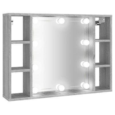 vidaXL Mobile a Specchio con LED Grigio Sonoma 76x15x55 cm