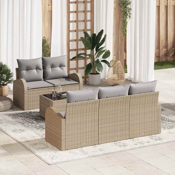vidaXL Set Divano da Giardino con cuscino 6 pcs Beige e grigio