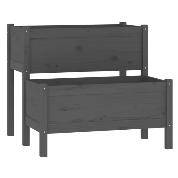 vidaXL Fioriera Grigia 84,5x84x75 cm in Legno Massello di Pino