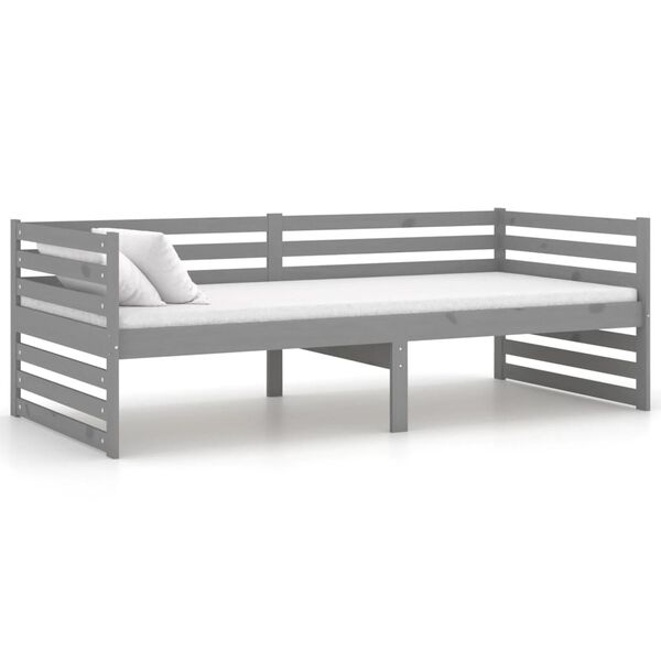 vidaXL Divano Letto con Materasso 90x200 cm Grigio in Legno di Pino