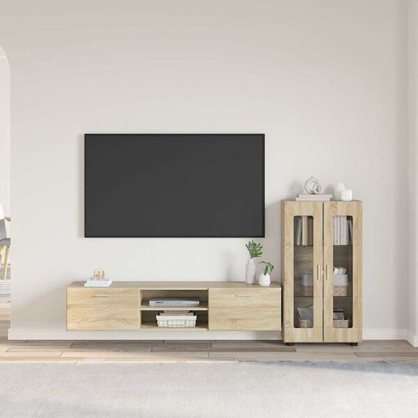 vidaXL Set mobile TV con porta FLORIN Rovere Sonoma Legno multistrato