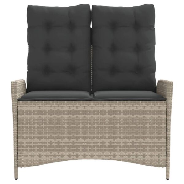 vidaXL Panca Reclinabile Giardino con Cuscini Grigio Chiaro Polyrattan