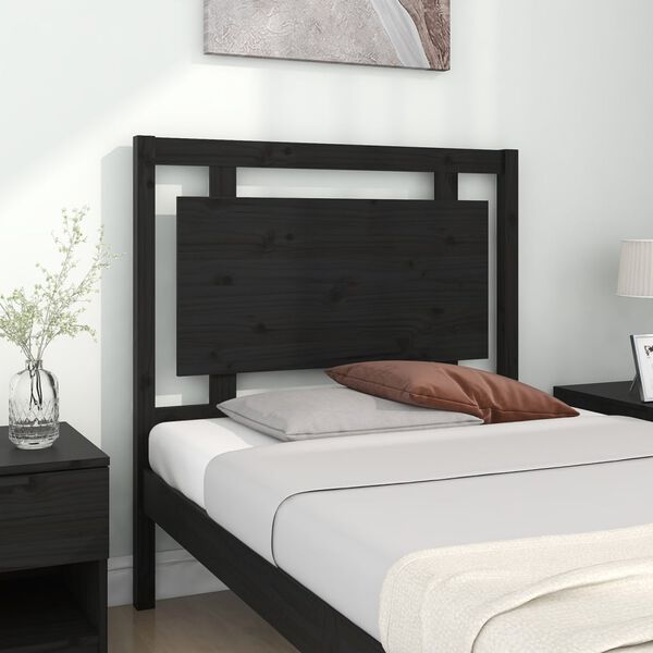 vidaXL Testiera per Letto Nera 95,5x4x100 cm in Legno Massello di Pino