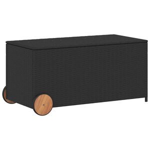 vidaXL Contenitore da Giardino con Ruote Nero 190L in Polyrattan