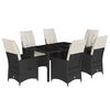 vidaXL Set da Pranzo da Giardino 7 pz Nero con Cuscini in Polyrattan