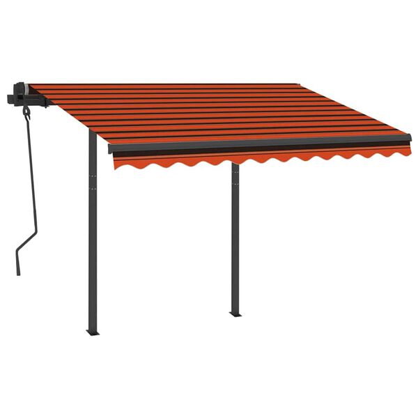 vidaXL Tenda Retrattile Manuale con LED 3,5x2,5m Arancio e Marrone