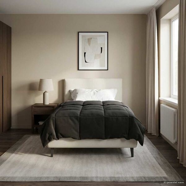 vidaXL Piumone Completo Annuale Antracite 135 x 220 cm Microfibra