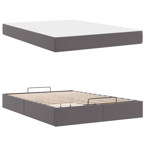 vidaXL Struttura letto con materasso con materasso 2 pcs Grigio PVC