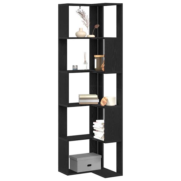 vidaXL Libreria Rovere Nero 50 x 50 x 179 cm