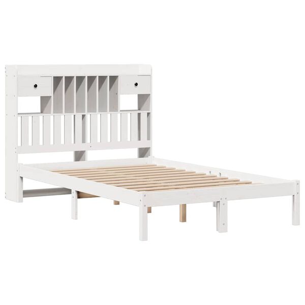 vidaXL Letto Libreria senza Materasso Bianco 135x190 cm Legno di Pino