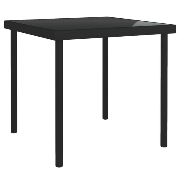 vidaXL Tavolo da Pranzo per Esterni Nero 80x80x72 cm Vetro e Acciaio