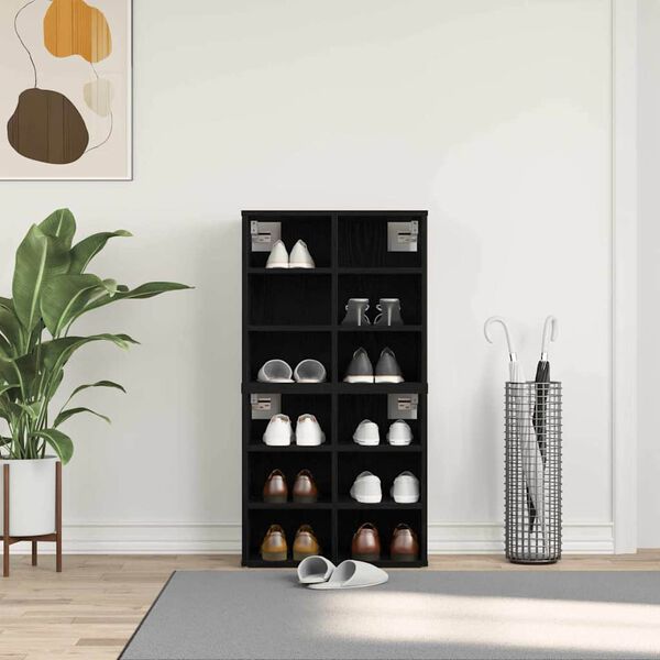 vidaXL Mobile per scarpe 2 pcs Rovere Nero 52 x 30 x 50,5 cm