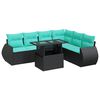 vidaXL Set Divani da Giardino con Cuscini 7pz Nero Polyrattan Acacia