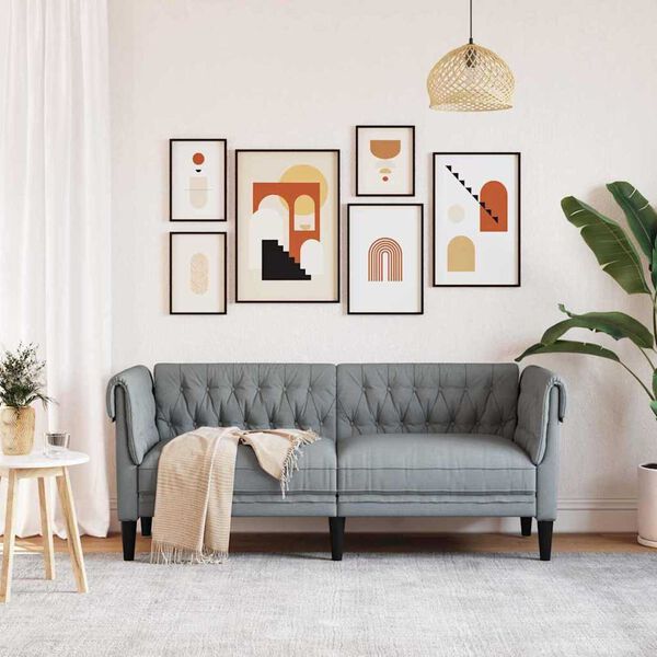 vidaXL Divano Chesterfield Altro Grigio chiaro 182.5 x 74.5 x 74.5 cm