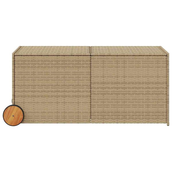 vidaXL Contenitore da Giardino con Ruote Beige Misto 283L Polyrattan